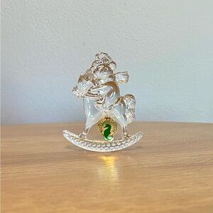Waterford Crystal Teddy Bear on Rocking Horse in Mint Condition